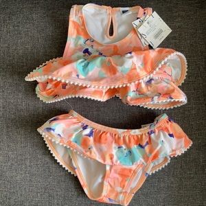 Sweet ruffled flower print bikini